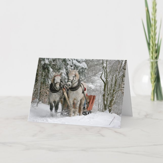Cartes Pour Fêtes Annuelles Jour de Noël des Chevaux (Devant)