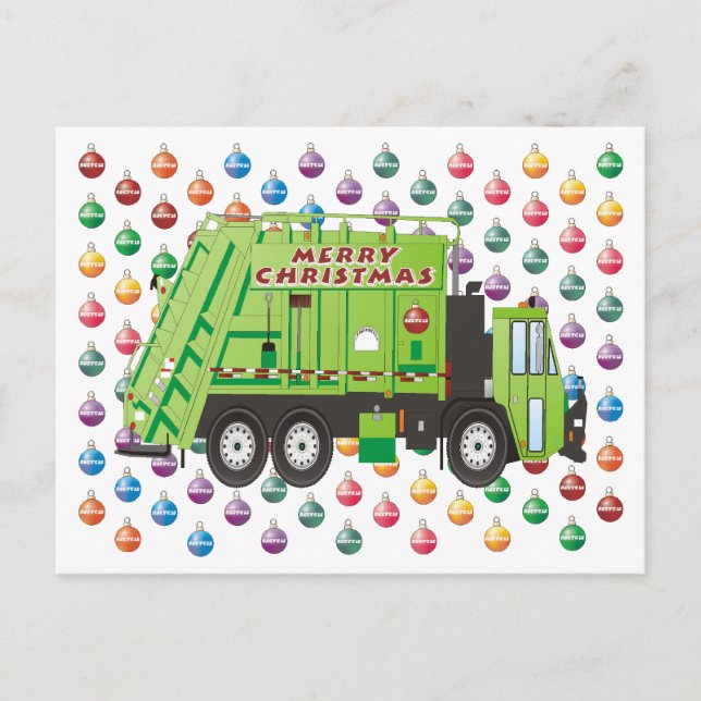 Cartes Pour Fêtes Annuelles Jour de Noël du camion à ordures (Devant)