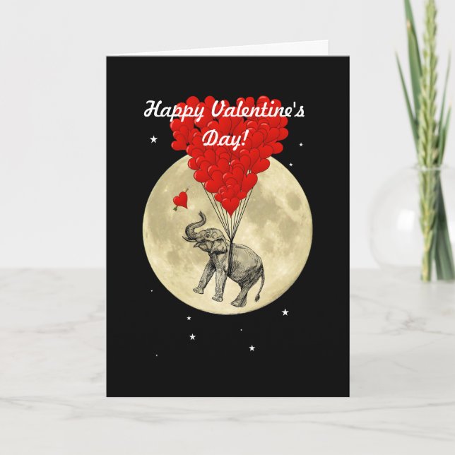 Cartes Pour Fêtes Annuelles Jour de Valentines mignon d'éléphant d'amusement (Devant)