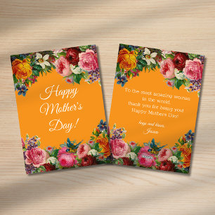 Cartes Pour Fêtes Annuelles jour des mères heureuses aquarelle orange botaniqu