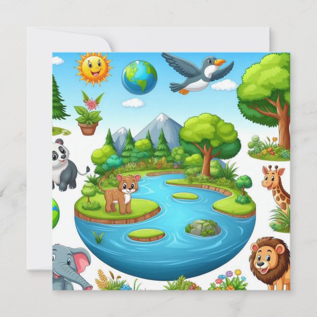Cartes Pour Fêtes Annuelles Jour des terres heureux - Planète d'eau d'arbre ve (Devant)