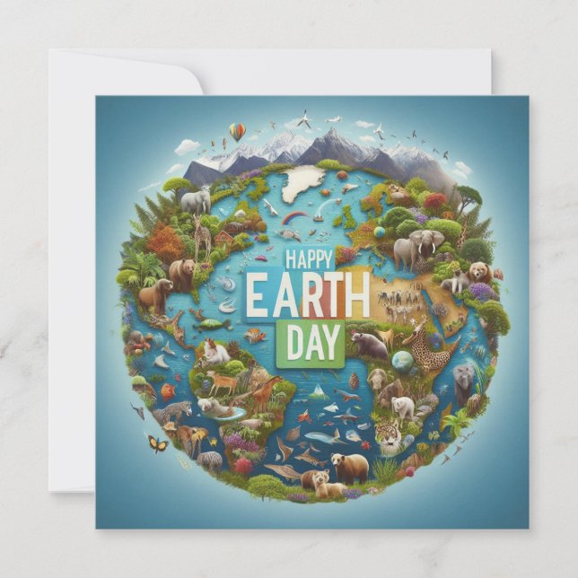 Cartes Pour Fêtes Annuelles Jour des terres heureux - Planète d'eau d'arbre ve (Devant)