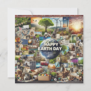 Cartes Pour Fêtes Annuelles Jour des terres heureux - Planète d'eau d'arbre ve
