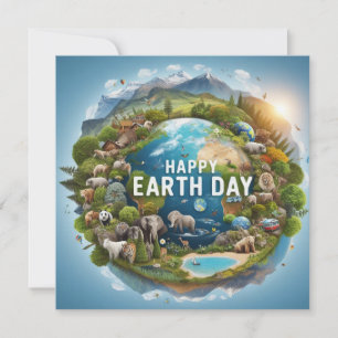 Cartes Pour Fêtes Annuelles Jour des terres heureux - Planète d'eau d'arbre ve