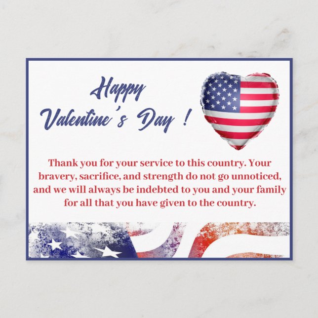 Cartes Pour Fêtes Annuelles Jour des Valentines de l'Armée de soldat militaire (Devant)