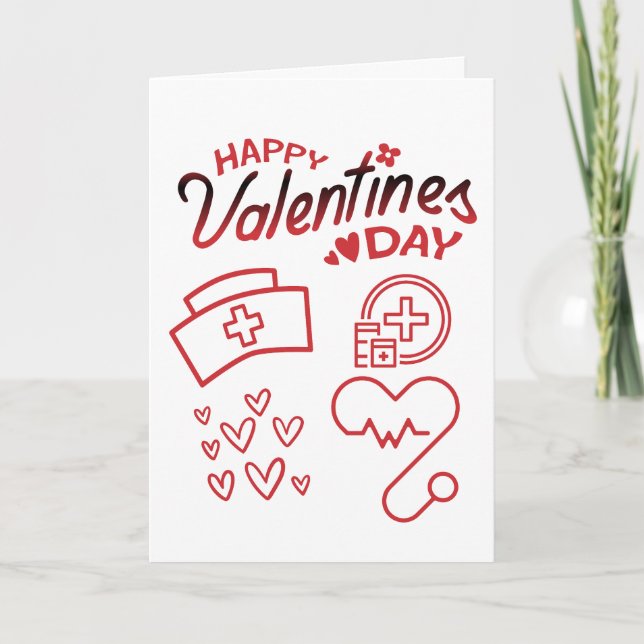 Cartes Pour Fêtes Annuelles Jour des Valentines de l'infirmière rouge moderne (Devant)