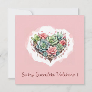 Cartes Pour Fêtes Annuelles Jour des Valentines du Coeur Succulent Rose Cute