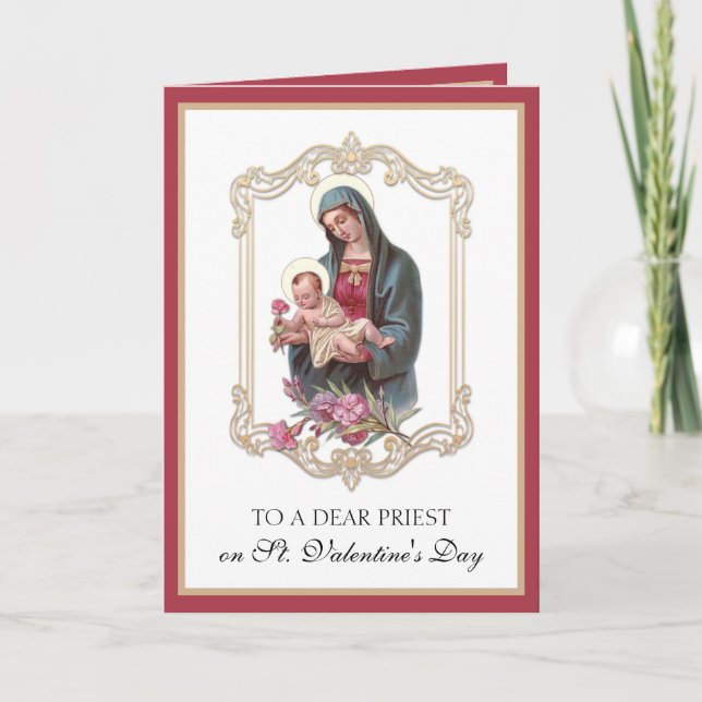 Cartes Pour Fêtes Annuelles Jour des Valentines du prêtre catholique Vierge Ma (Devant)