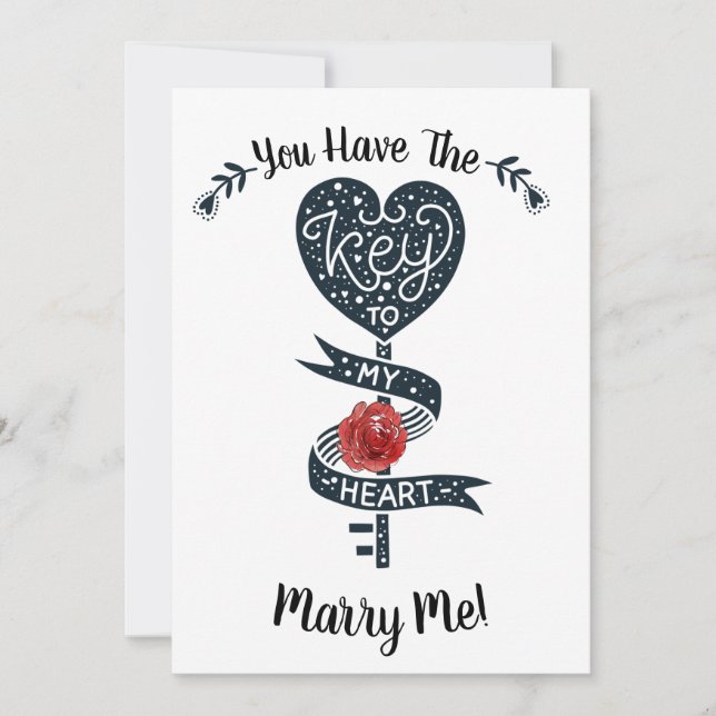 Cartes Pour Fêtes Annuelles Jour des Valentines Épouser ma proposition Clé de  (Devant)