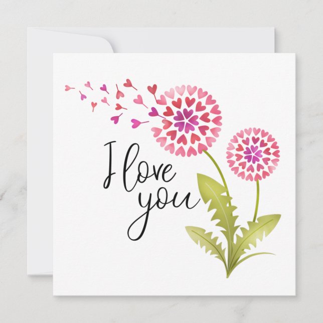 Cartes Pour Fêtes Annuelles Jour des Valentines florales Je t'aime (Devant)