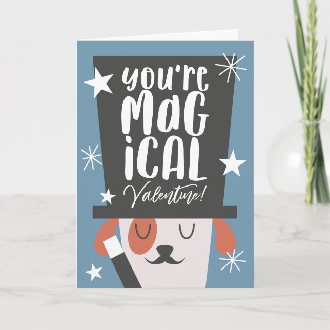 Cartes Pour Fêtes Annuelles Jour des Valentines Magiques de Chien mignon (Devant)