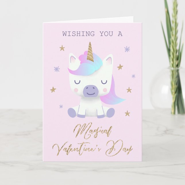 Cartes Pour Fêtes Annuelles Jour des Valentines magiques de Unicorne (Devant)