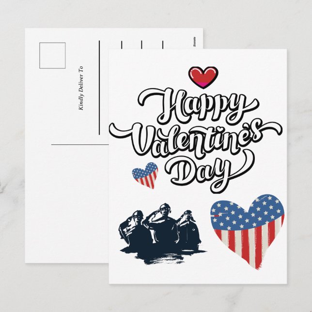 Cartes Pour Fêtes Annuelles Jour des Valentines simple Armée de soldat militai (Devant / Derrière)