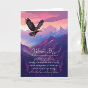 Cartes Pour Fêtes Annuelles Jour des vétérans Aigle américain et montagnes vio