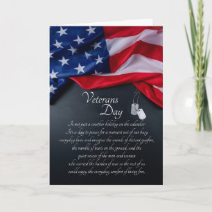 Cartes Pour Fêtes Annuelles Jour des vétérans Drapeau américain et plaques d'i