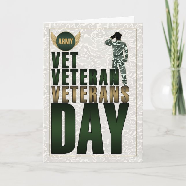 Cartes Pour Fêtes Annuelles Jour des vétérans du camouflage vert et tan (Devant)