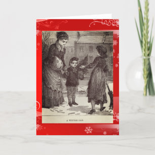 Cartes Pour Fêtes Annuelles Jour d'hiver Vintage Victorien Vieux Noël Anglais