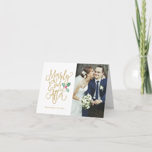 Cartes Pour Fêtes Annuelles Jour férié après Mariage photo de vacances plié (Devant)