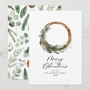 Cartes Pour Fêtes Annuelles Jour férié de la couronne de feuillage minimal mod