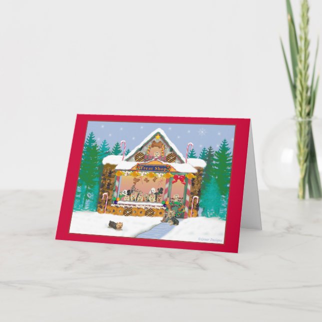 Cartes Pour Fêtes Annuelles Jour férié de Noël au Yorkshire Terrier (Devant)