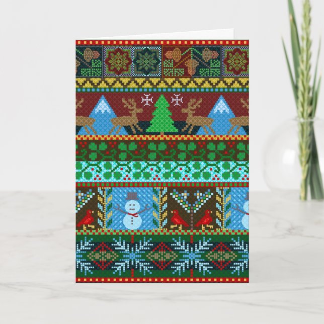 Cartes Pour Fêtes Annuelles Jour férié de Noël en bonnets Motif Reindeer (Devant)