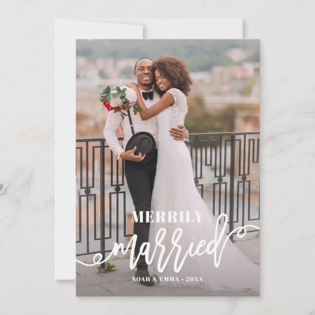 Cartes Pour Fêtes Annuelles Jour férié Mariage marié à la main (Devant)