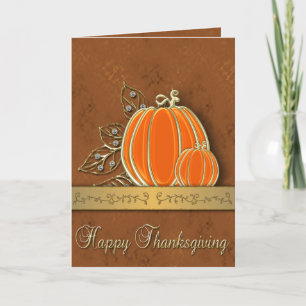Cartes Pour Fêtes Annuelles Jour férié or Thanksgiving Citrouille Feuilles 