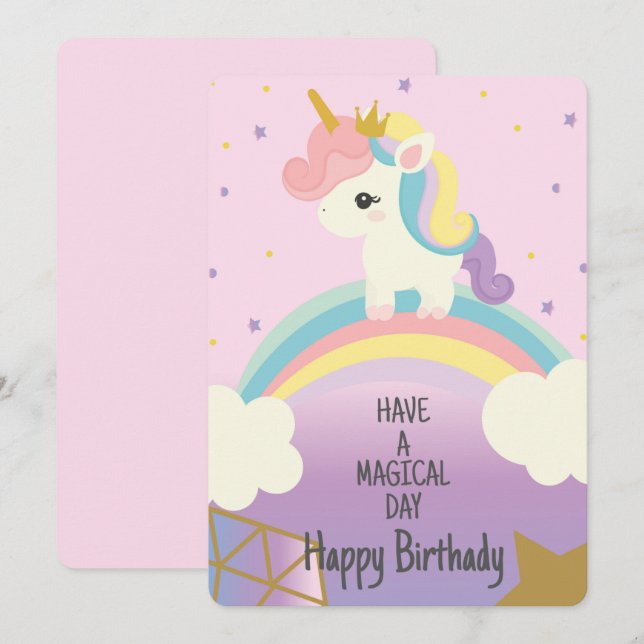 Cartes Pour Fêtes Annuelles Jour magique de la licorne (Devant / Derrière)