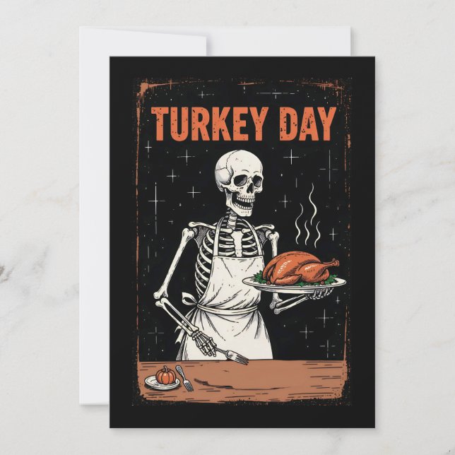 Cartes Pour Fêtes Annuelles Jour Thanksgiving Skeleton Turkey (Devant)
