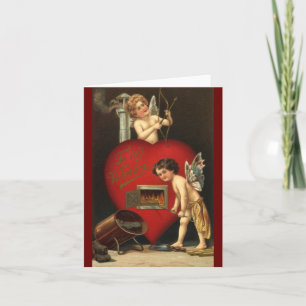 Cartes Pour Fêtes Annuelles Jour vintage des Valentines Cupide, Anges brûlant 