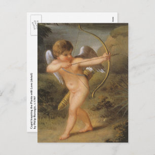 Cartes Pour Fêtes Annuelles Jour vintage des Valentines, Cupidé avec Bow et Fl