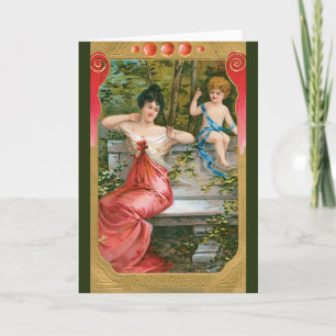 Cartes Pour Fêtes Annuelles Jour vintage des Valentines, dame victorienne avec