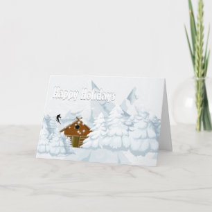 Cartes Pour Fêtes Annuelles Journal des neiges d'hiver cabine vacances de ski
