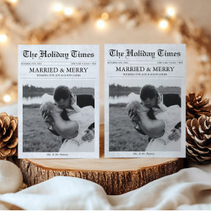 Cartes Pour Fêtes Annuelles Journal Noël Joyeux et marié photo mariée