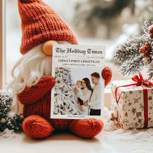 Cartes Pour Fêtes Annuelles Journal Premier Noël Bébé Famille Photo unique