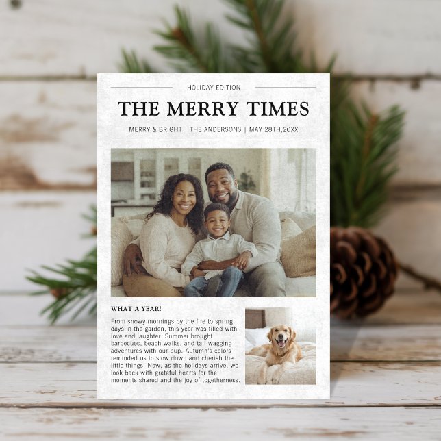 Cartes Pour Fêtes Annuelles Journal Quelle année famille chien photo Noël (Créateur téléchargé)