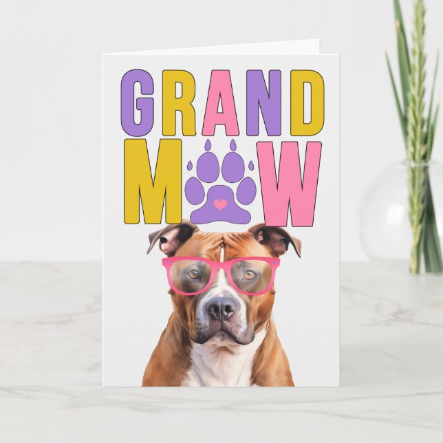 Cartes Pour Fêtes Annuelles Journée Grand-Parents Grand-MAW Tan Pit Bull Grand (Devant)