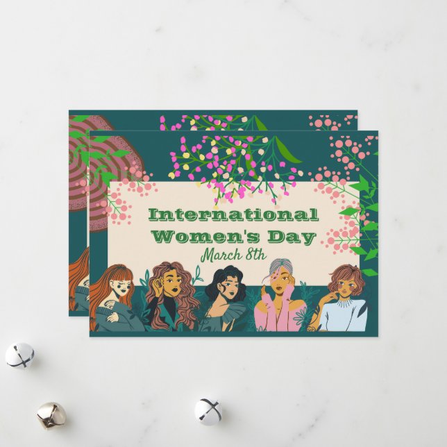 Cartes Pour Fêtes Annuelles Journée internationale de la femme 8 mars Invitati (Devant/Arrière en situation)