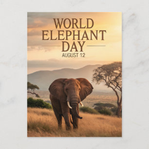 Cartes Pour Fêtes Annuelles Journée mondiale de l'éléphant Art Savane africain