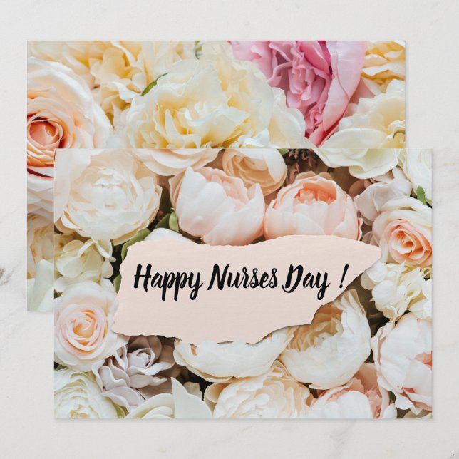 Cartes Pour Fêtes Annuelles Journée simple Pastel Floral Bonne Infirmière (Devant / Derrière)
