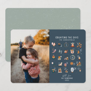 Cartes Pour Fêtes Annuelles Jours de comptage chic à Noël photo Dark Navy