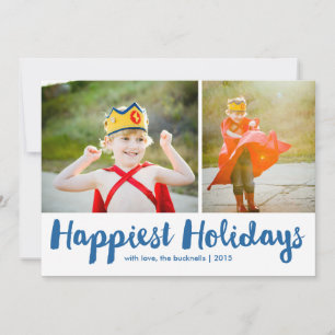 Cartes Pour Fêtes Annuelles Jours fériés bleu Script photo de Noël