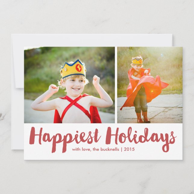 Cartes Pour Fêtes Annuelles Jours fériés Rouge Script Noël MultiPhoto (Devant)
