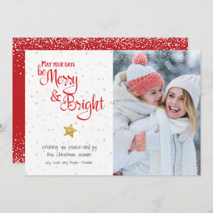 Cartes Pour Fêtes Annuelles Jours Photo Soyez Merry Bright Gold Star Script Ru