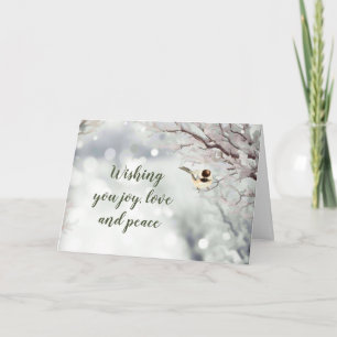 Cartes Pour Fêtes Annuelles JOVE LOVE PEACE Forest Snowflakes Chickadee Bird