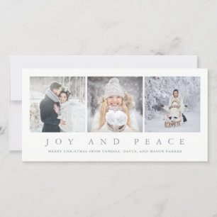 Cartes Pour Fêtes Annuelles Joy and Peace Modern Christmas Three Photos