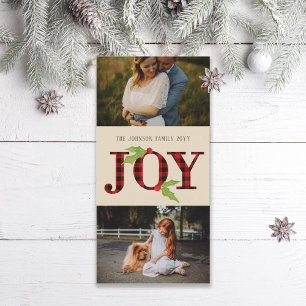 Cartes Pour Fêtes Annuelles Joy Buffalo Check Rustic Plaid Christmas 2 Photo