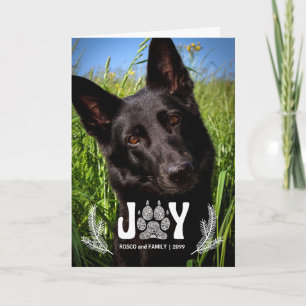 Cartes Pour Fêtes Annuelles Joy Chien Empreinte de patte et Pines Animateur