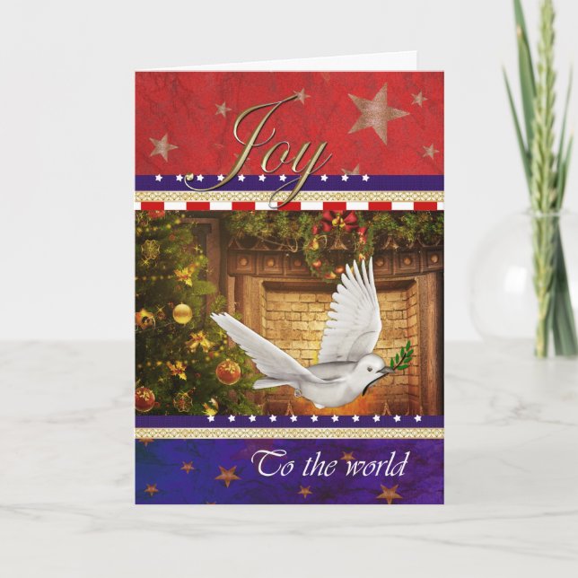 Cartes Pour Fêtes Annuelles Joy Dove USA Patriotic Christmas Card (Devant)