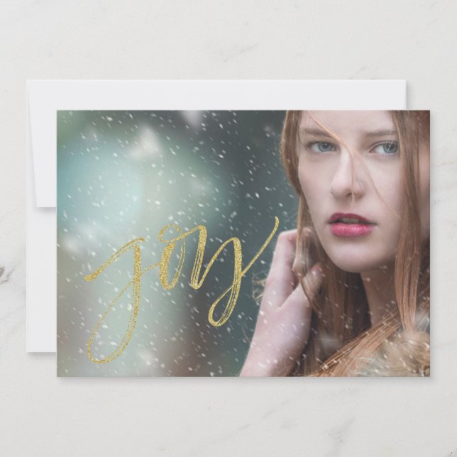 Cartes Pour Fêtes Annuelles Joy Faux Gold Script (Devant)